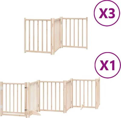 Produktbild von vidaXL 15-tlg. Hundetor mit Tür Faltbar 750 cm Pappelholz
