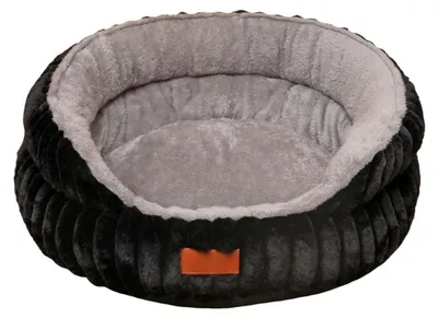 Zdjęcie produktu dla Legowisko dla psa, kształt donuta, pluszowe, okrągłe, miękkie, antypoślizgowe, czarne, 70 cm