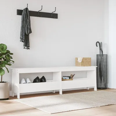 Produktbild von Cloris Designermöbel Flurbank Weiß 160x28x45 cm Massivholz Kiefer 2024 Neu