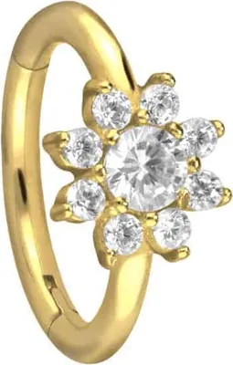 Produktbild von Ohrpiercing, Nasenpiercing, Septum Piercing Chirurgenstahl Segmentring Clicker KRISTALLBLUME