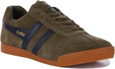 Produktbild von Gola Classics Harrier Herren Klassische Schnürung Wildleder Leder Turnschuhe Olive – 11 Großbritannien - 45 EU - 12 US
