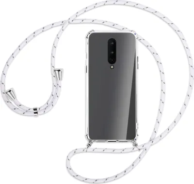 Produktbild von Handykette Backcover-Schutzhülle mit Band (Metall silberfarben) für OnePlus 8 - weiß/grau