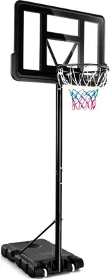 Produktbild von 130 - 305 cm Basketballständer mit Netz & 2 Rädern Höhenverstellbar Schwarz