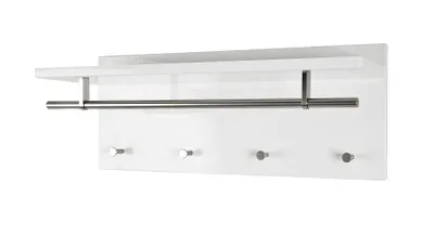 Produktbild von HAKU Wandgarderobe edelstahloptik, weiß - MDF, B/H/T: 75x30x26 cm