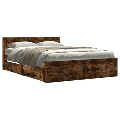 Produktbild von vidaXL Bettgestell mit Kopfteil Räuchereiche 140x200 cm Holzwerkstoff