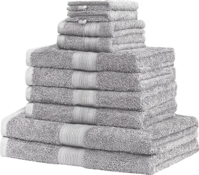Produktbild von Handtuch-Set 10tlg. 500gsm Silber grau SET 5 (10er Mix)