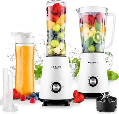 Obrázok produktu pre Výkonný mixér na koktaily, 2 fľaše z materiálu Tritan, 6 nožov, 3-v-1 funkcia, pulzný režim