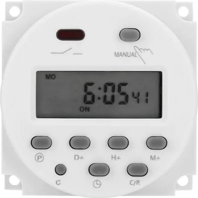 Produktbild von Wochenzeitschaltuhr 12V, Mini LCD Digital Mit Relais Und Wasserdichter Abdeckung, Weiß