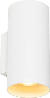Produktbild von QAZQA - Design Wandleuchte Weiß Rund 2-flammig-Lichter - Sab I Wohnzimmer I Schlafzimmer I Up & Down - Aluminium Zylinder - LED geeignet GU10