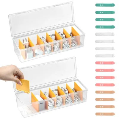 Obrázok produktu pre Solidchoice – 2 kusy priehľadných organizérov na káble s 16 kábloch