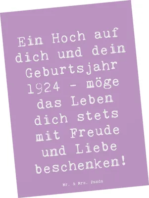 Produktbild von Mr. & Mrs. Panda Postkarte Spruch 1924 Geburtstag - Lavendeltraum - Geschenk, Geburtstagsgeschenk, Alter, Ansichtskarte, Nostalgie, Grußkarte, Geburtstagsfeier, Fotokarte