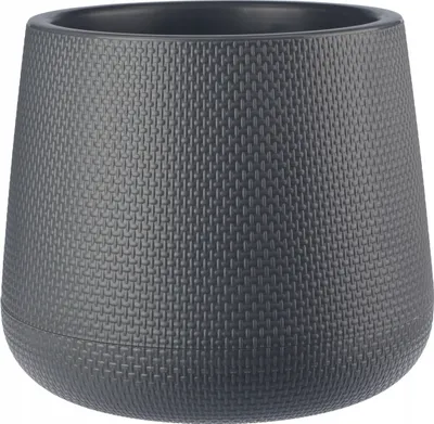 Immagine prodotto di KADAX vaso da fiori in plastica "Peri", vaso con piattino in un set, vaso per piante, 23 cm, grigio