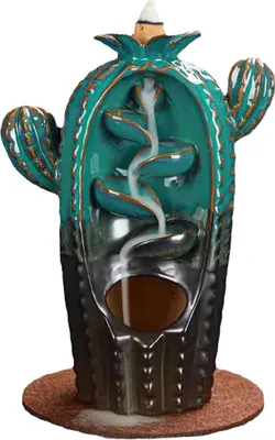 Zdjęcie produktu dla Waterfall Incense Holder Ceramic Antique Cactus Shape Decorative Backflow Incense Burner for Bedroom Meditation Room