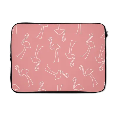Produktbild von MuchoWow® Laptop Hülle 14 ZollFlamingo - Linienkunst - Rosa - Muster Laptoptasche - Laptoptasche - Stoßsicher - Schutzhaube