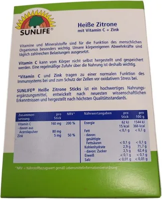 Produktbild von Sunlife Heiße Zitrone + Acerola Sticks 20 Sticks