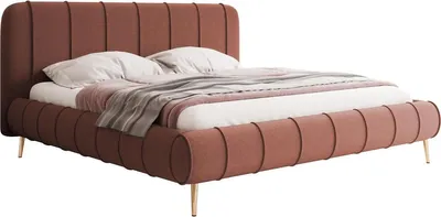 Produktbild von MIRJAN24 Polsterbett Slim XI mit Gold Füße, Dopellbett mit Bettkasten, Leistenlattenrost aus Holz (Farbe: Kronos 29, Größe: 180x200 cm)