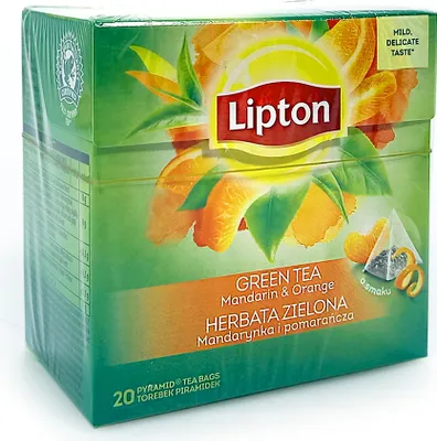 Image de Lipton thé vert mandarine & orange, paquet de 20