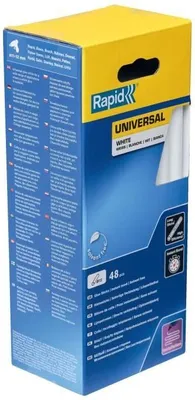 Immagine prodotto di Bastoncini di colla a caldo bianchi RAPID Ø12 mm, lunghezza 190 mm, 48 pezzi, 880 g, compatibili con pistole per colla Rapid