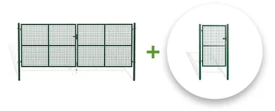 Produktbild von Zauntor 2 flügelig 4m OLGA H.150cm + Zauntür 1m OLGA H.150cm grün