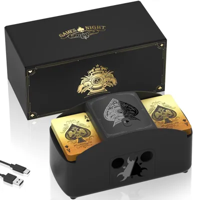 Obrázek produktu pro Elektronický míchač karet - Plně automatický - 2 balíčky - Rychlé míchání 2,5 s - Pro UNO, poker, Blackjack