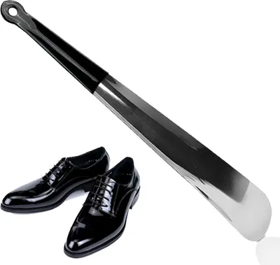 Produktbild von Lange metallene Schuhanzieher - Ergonomisch und praktisch - 30 cm - Silber - Edelstahl