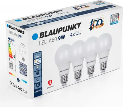 Produktbild von Blaupunkt Glühbirne e27 - Led Lampe - A60 Matt - 9W (entspricht 80W) - 900 Lumen - 4000K Neutralweiss - Nicht-Dimmbar - 4er Set
