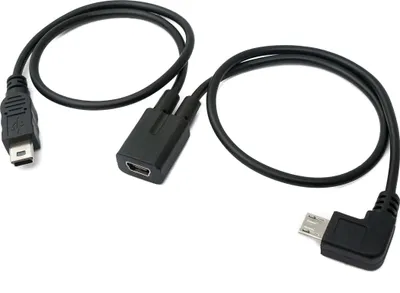 Produktbild von SYSTEM-S USB 3.1 Kabel 30 cm Mini B Buchse zu Stecker & Micro B Stecker Winkel Schwarz