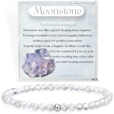 Produktbild von Armband mit Kristall und Naturstein, 925 Sterling Silber, Stretch, Chakra Schmuck für Frauen