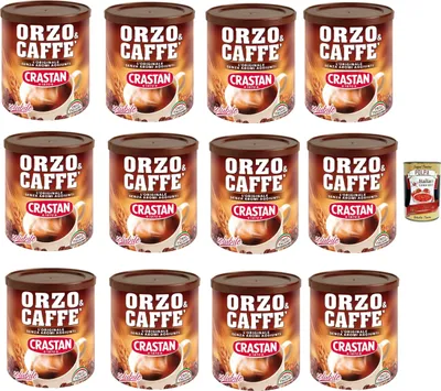 Produktbild von Crastan, Orzo & Caffè, Preparato Solubile, Gerste und Kaffee, Löslich vorbereitet, Gerste Getreidekaffee Kaffee 12x 120g + Italian Gourmet polpa 400g