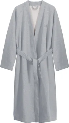 Produktbild von Sansibar Hausmantel Bademantel im Kimono-Stil, silber, Größe: M/L, Kimonokragen, umschlagbare Ärmel, Seitentaschen, Gürtel, softe Innenseite