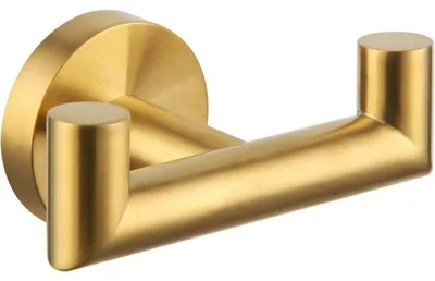 Produktbild von Einfacher Badezimmer-Doppelhaken, gebš¹rstetes Gold, Handtuchhalter aus Edelstahl SUS304, Doppelbademantelhalter zur Wandmontage
