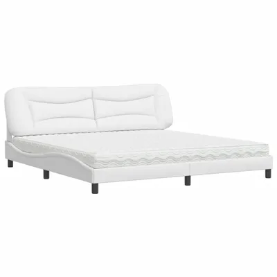 Produktbild von Bett mit Matratze "Hvar" Weiß 200x200 cm Kunstleder