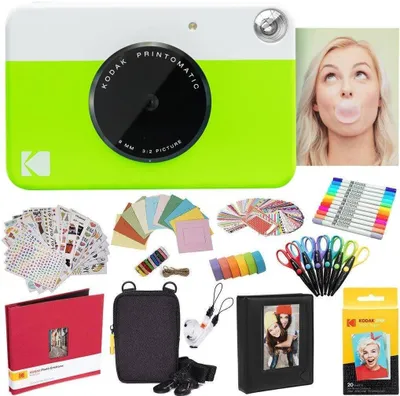 Produktbild von KODAK Printomatic Instant Camera (Grün) Komplettpaket + Zinkpapier (20 Blatt) +