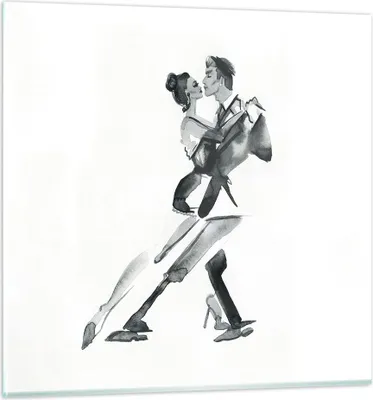 Produktbild von Bilder auf glas - Einteilig - Tango Zeichnen Schwarzweiß - 70x70cm - Glasbilder - Wandbilder - Bilder - zum Aufhängen bereit - Wanddekoration aus Glas - Glas Bilder - Wandbild auf Glas - GAC70x70-4300