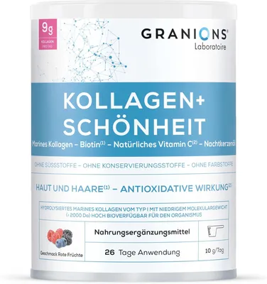 Produktbild von Kollagen Pulver 260 g Collagen Pulver - Biotin Haare - Kollagen - Vitamin C - Hyaluronsäure - Schönheit Haut - Hohe Assimilation, Marine kollagen