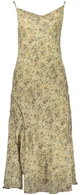 Produktbild von Langes Damenkleid Beige mit Muster & Kontrastdetails – Verstellbare Träger