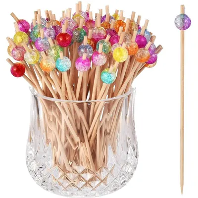 Immagine prodotto di Spiedini di legno con perline colorate, confezione da 100 pezzi, lunghezza 12 cm, ideali per finger food e antipasti