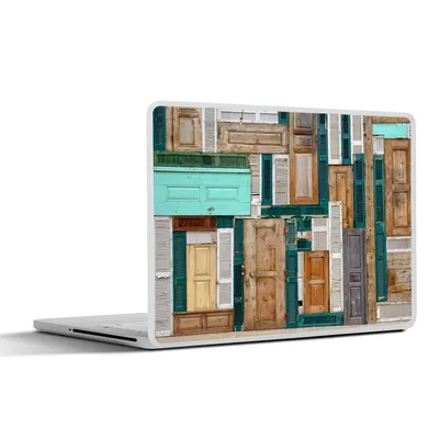 Produktbild von MuchoWow® Laptop Aufkleber Sticker Cover Türen - Architektur - Grün - Braun - Antiquitäten 25x18 cm - Laptop-Deko