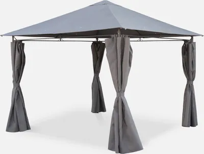 Produktbild von sweeek - Pavillon 3 x 3 m - Laube mit Vorhängen - Grau
