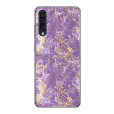 Produktbild von MuchoWow® Handyhülle Schutzhülle Hülle für Samsung Galaxy A30s Marmor - Lila - Gold - Muster Silikon Softcase Handy Hülle - Karteninhaber