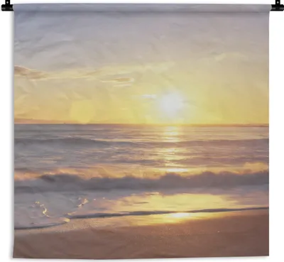 Produktbild von MuchoWow® Wandteppich Wandbehang Sonnenuntergang - Strand - Brücke 60x60 cm Tapisserie Dekoration Wandtuch - Dekorationen - Wand Decke