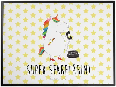 Produktbild von Mr. & Mrs. Panda schreibtischunterlage Einhorn Sekretärin - Weiß - Geschenk, malunterlagen, Unicorn, schreibtischunterlagen, Einhörner, Tischunterlage, Steuerkanzlei