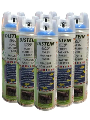 Immagine prodotto di 6x Distein spray per marcatura Spray per marcatura forestale Ergonom 360° blu neon