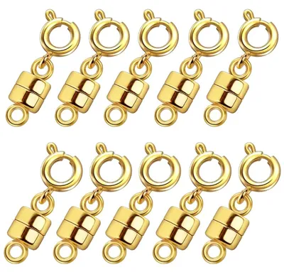 10 goldene Magnetverschlüsse für Halsketten, 20 mm