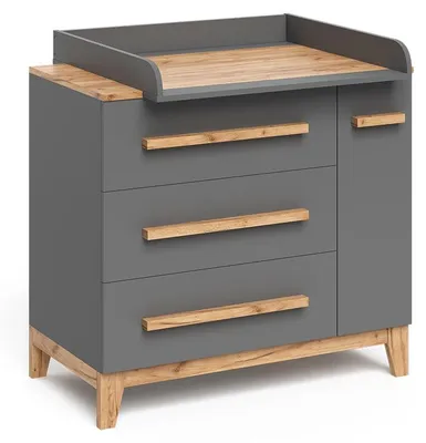 Obrázek produktu pro Komodový přebalovací stůl Vitalispa Malia Šedá 98 x 98 cm s 1 dveřmi a 3 zásuvkami, Model 60580