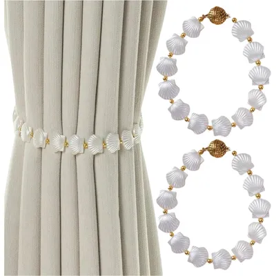 Produktbild von 2 Stück Magnetische Vorhang Raffhalter, Faux Perle Gardinenschließe, Vorhang Clips, Weiß, Länge: 25 cm