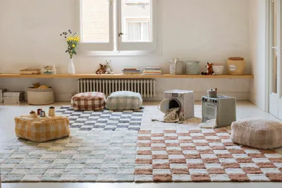 Produktbild von Lorena Canals Hocker / Viereckiger Sitzsack / Pouf Vichy, Farbe:Vichy Rose