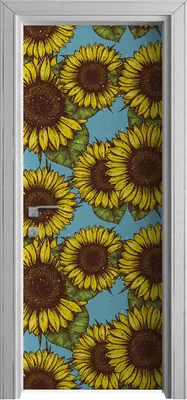 Produktbild von Tür Selbstklebende 80x210 cm Türfolie Türtapete Klebefolie - Retro Sonnenblume