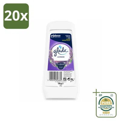 Imagen del producto de 20 unidades de ambientador en gel Glade, aroma lavanda y aloe vera, 150 g, pack ahorro