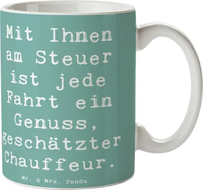 Produktbild von Mr. & Mrs. Panda Kaffeetasse Spruch Chauffeur Genussfahrt - Meeresbrise - Geschenk, pünktlich, cappuccinotasse, Danke sagen, sicher, Bedanken, Wertschätzung, Pott, Tasse